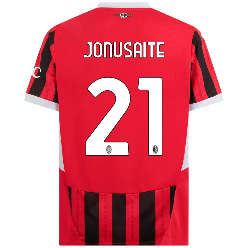 Hombre Camiseta Rimante Jonusaite #21 Rojo Negro 1ª Equipación 2024/25 La Camisa