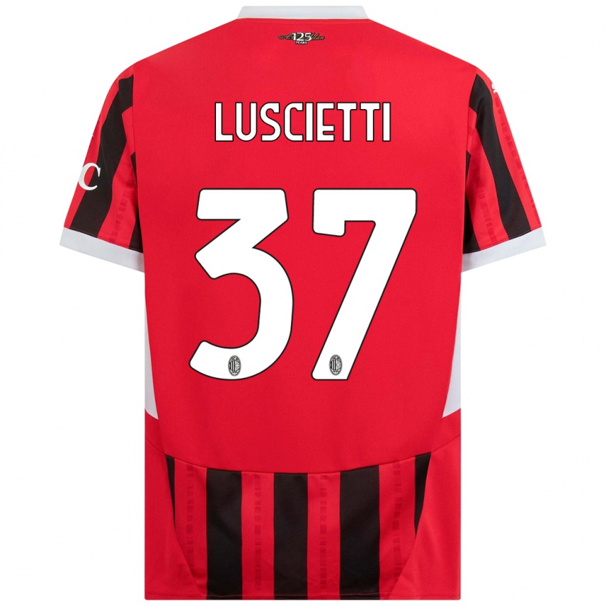 Hombre Camiseta Abebe Luscietti #37 Rojo Negro 1ª Equipación 2024/25 La Camisa