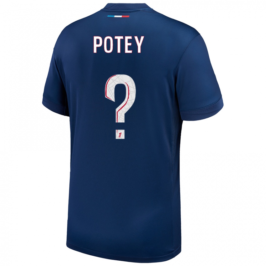 Hombre Camiseta Keahson Potey #0 Azul Marino Blanco 1ª Equipación 2024/25 La Camisa