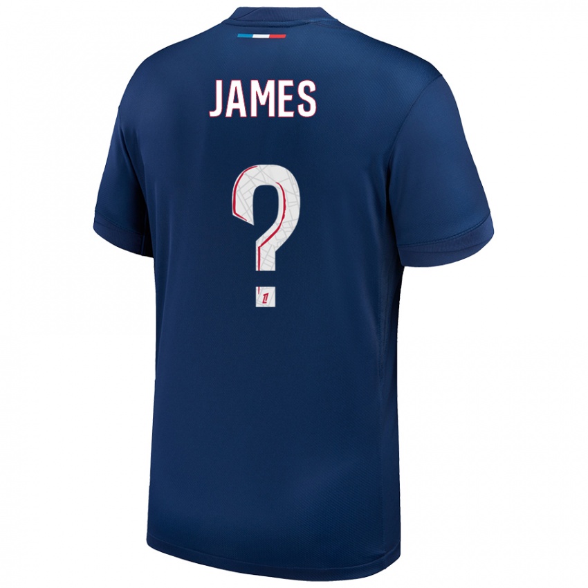 Hombre Camiseta Martin James #0 Azul Marino Blanco 1ª Equipación 2024/25 La Camisa