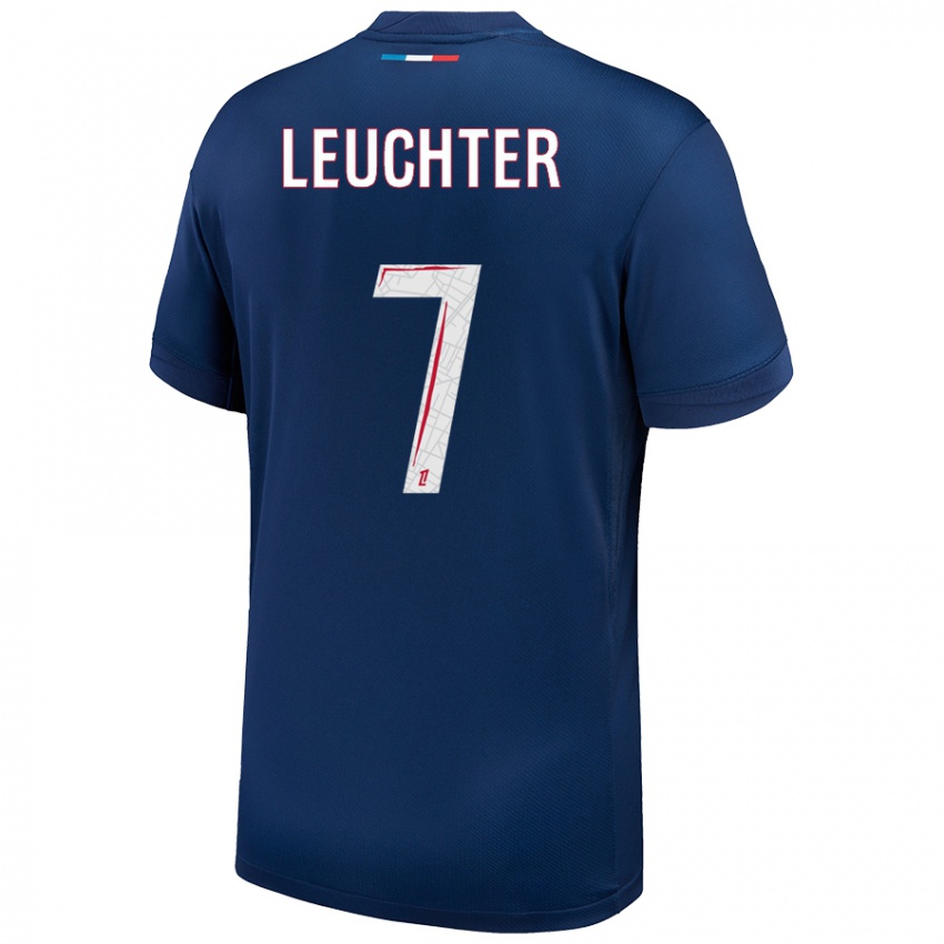 Hombre Camiseta Romée Leuchter #7 Azul Marino Blanco 1ª Equipación 2024/25 La Camisa