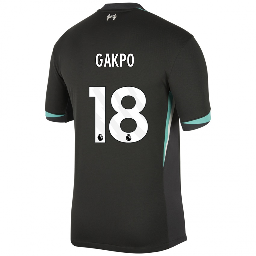 Hombre Camiseta Cody Gakpo #18 Negro Antracita Blanco 2ª Equipación 2024/25 La Camisa