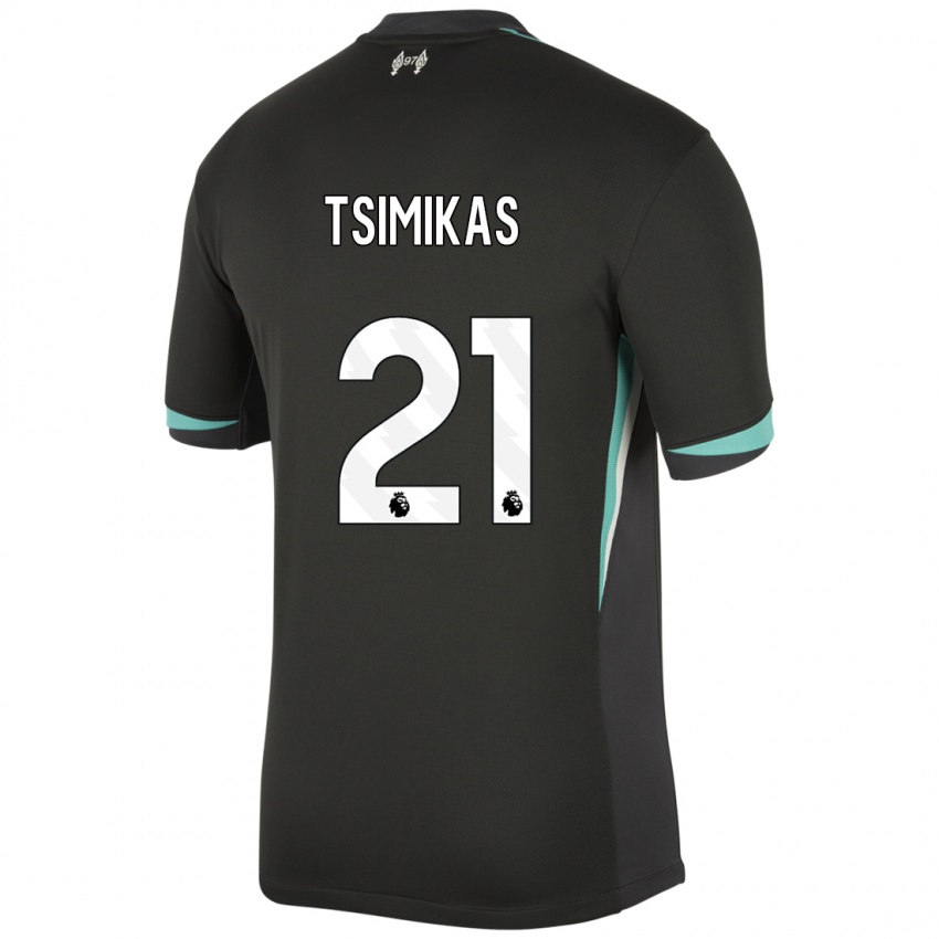 Hombre Camiseta Konstantinos Tsimikas #21 Negro Antracita Blanco 2ª Equipación 2024/25 La Camisa