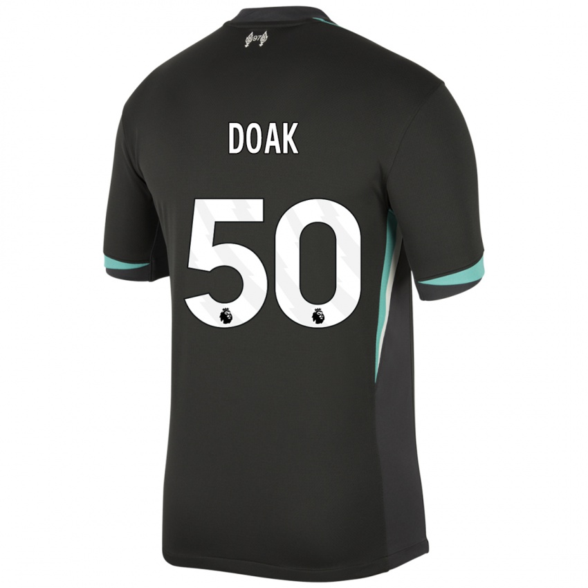 Hombre Camiseta Ben Doak #50 Negro Antracita Blanco 2ª Equipación 2024/25 La Camisa