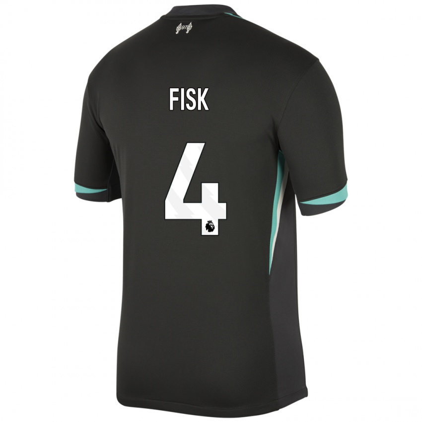 Hombre Camiseta Grace Fisk #4 Negro Antracita Blanco 2ª Equipación 2024/25 La Camisa