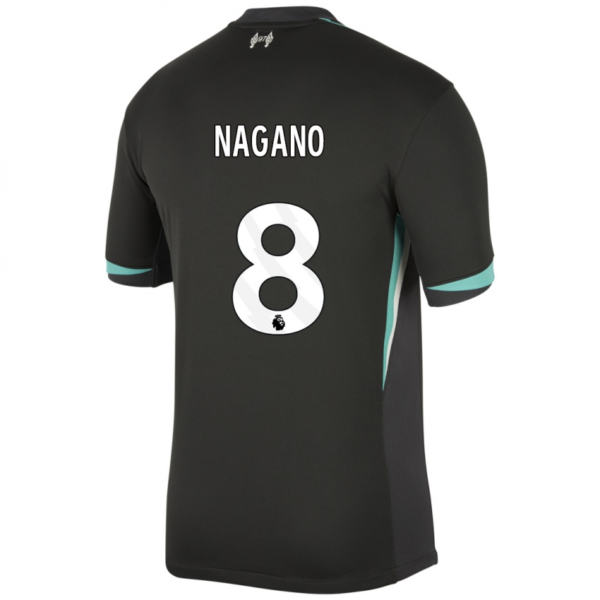 Hombre Camiseta Fūka Nagano #8 Negro Antracita Blanco 2ª Equipación 2024/25 La Camisa