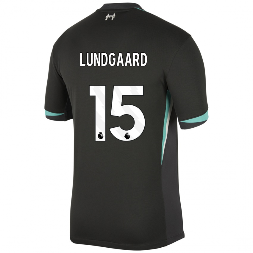 Hombre Camiseta Sofie Lundgaard #15 Negro Antracita Blanco 2ª Equipación 2024/25 La Camisa