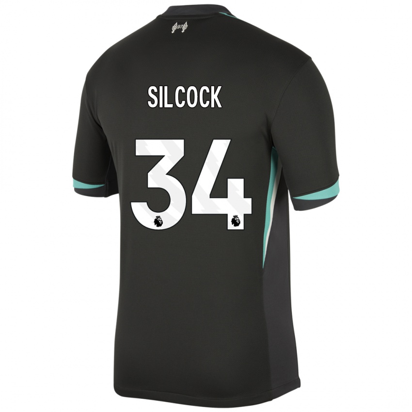 Hombre Camiseta Hannah Silcock #34 Negro Antracita Blanco 2ª Equipación 2024/25 La Camisa