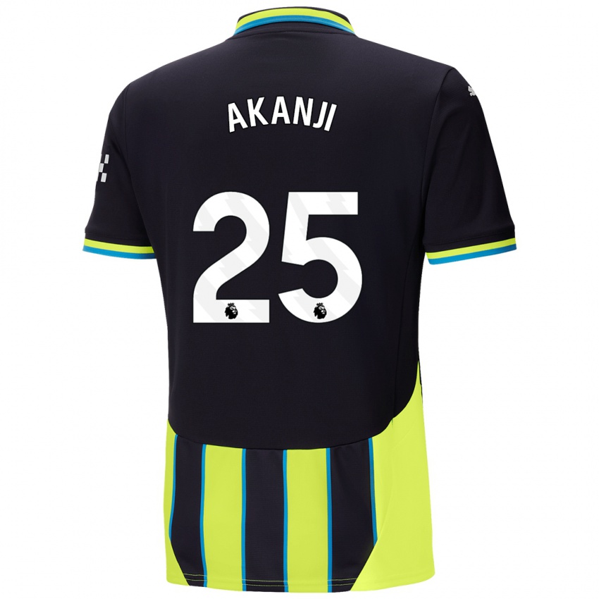 Hombre Camiseta Manuel Akanji #25 Azul Amarillo 2ª Equipación 2024/25 La Camisa