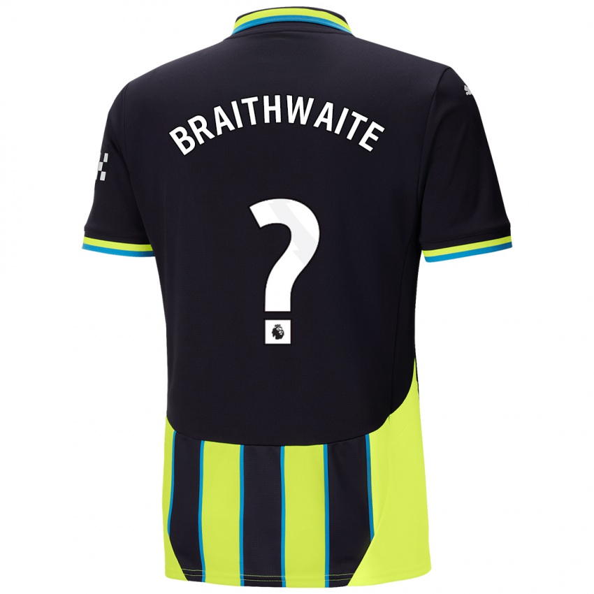 Hombre Camiseta Kaden Braithwaite #0 Azul Amarillo 2ª Equipación 2024/25 La Camisa