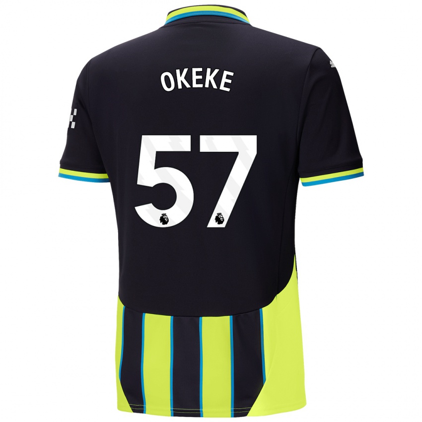 Hombre Camiseta Michael Okeke #57 Azul Amarillo 2ª Equipación 2024/25 La Camisa