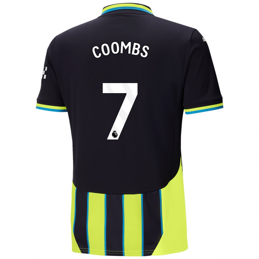 Hombre Camiseta Laura Coombs #7 Azul Amarillo 2ª Equipación 2024/25 La Camisa