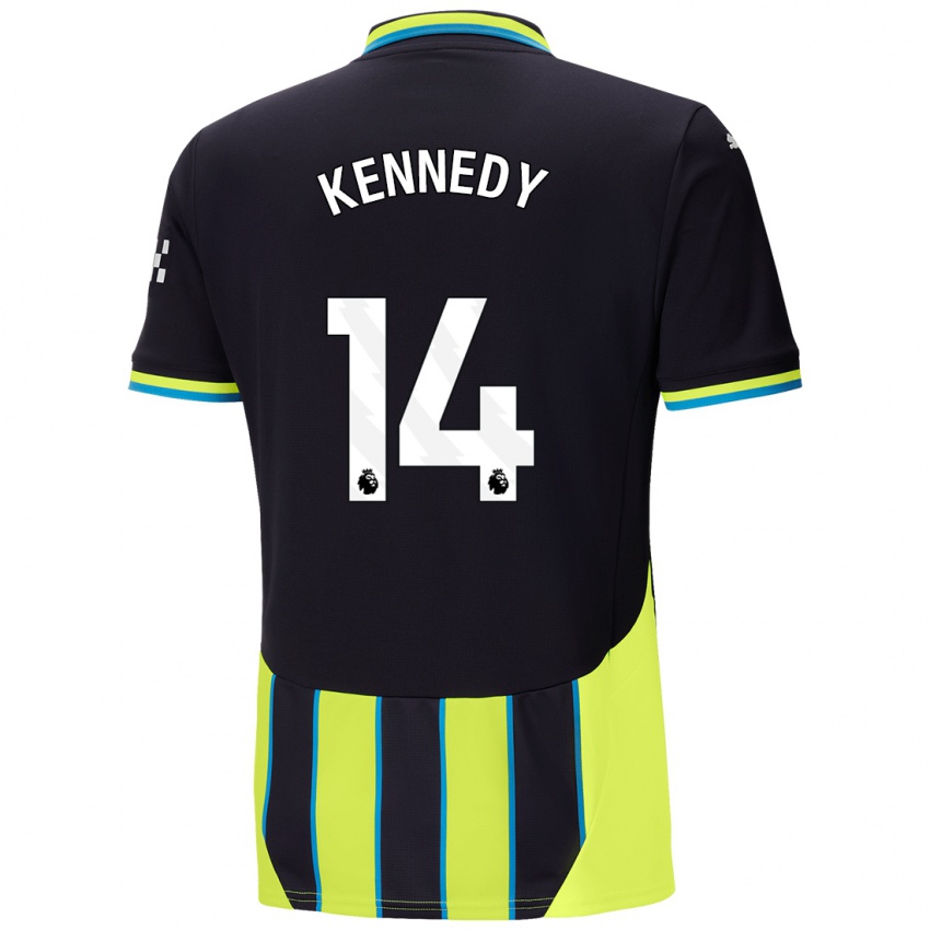 Hombre Camiseta Alanna Kennedy #14 Azul Amarillo 2ª Equipación 2024/25 La Camisa