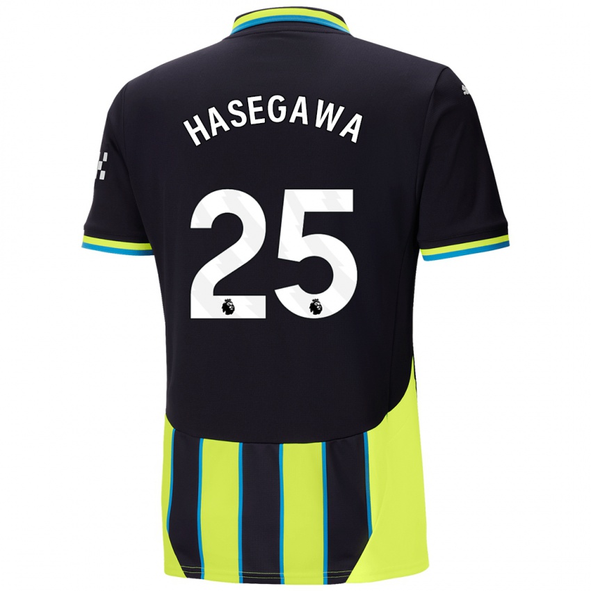 Hombre Camiseta Yui Hasegawa #25 Azul Amarillo 2ª Equipación 2024/25 La Camisa