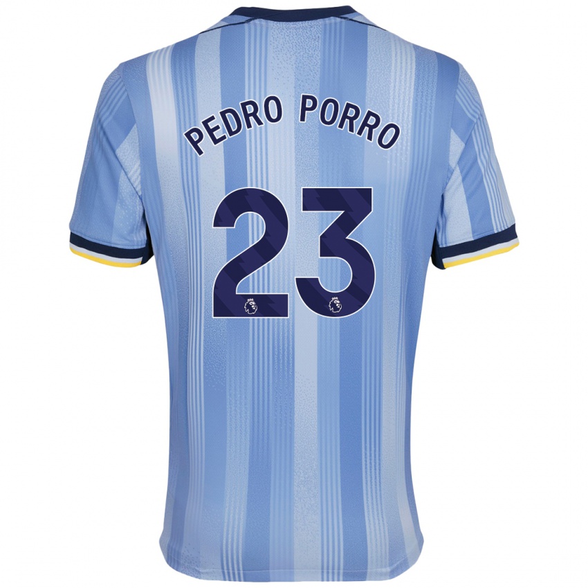 Hombre Camiseta Pedro Porro #23 Azul Claro 2ª Equipación 2024/25 La Camisa