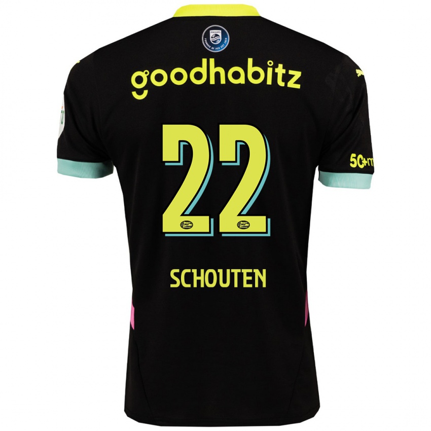 Hombre Camiseta Jerdy Schouten #22 Negro Amarillo 2ª Equipación 2024/25 La Camisa