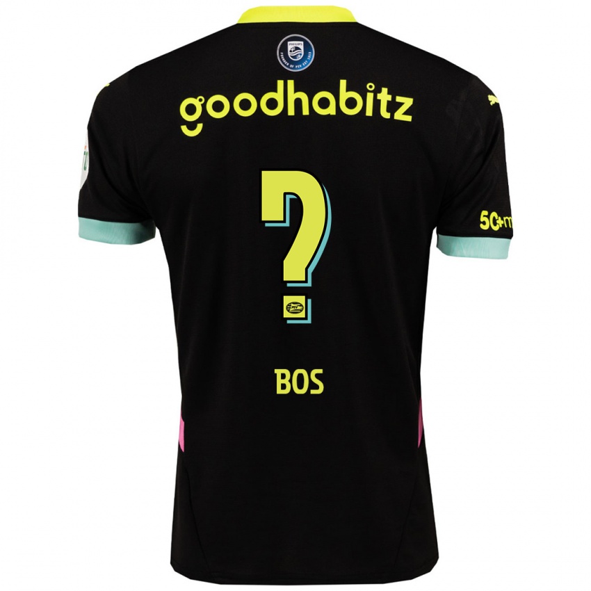 Hombre Camiseta Floris Bos #0 Negro Amarillo 2ª Equipación 2024/25 La Camisa