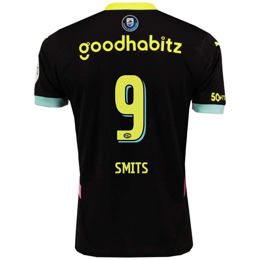 Hombre Camiseta Joelle Smits #9 Negro Amarillo 2ª Equipación 2024/25 La Camisa