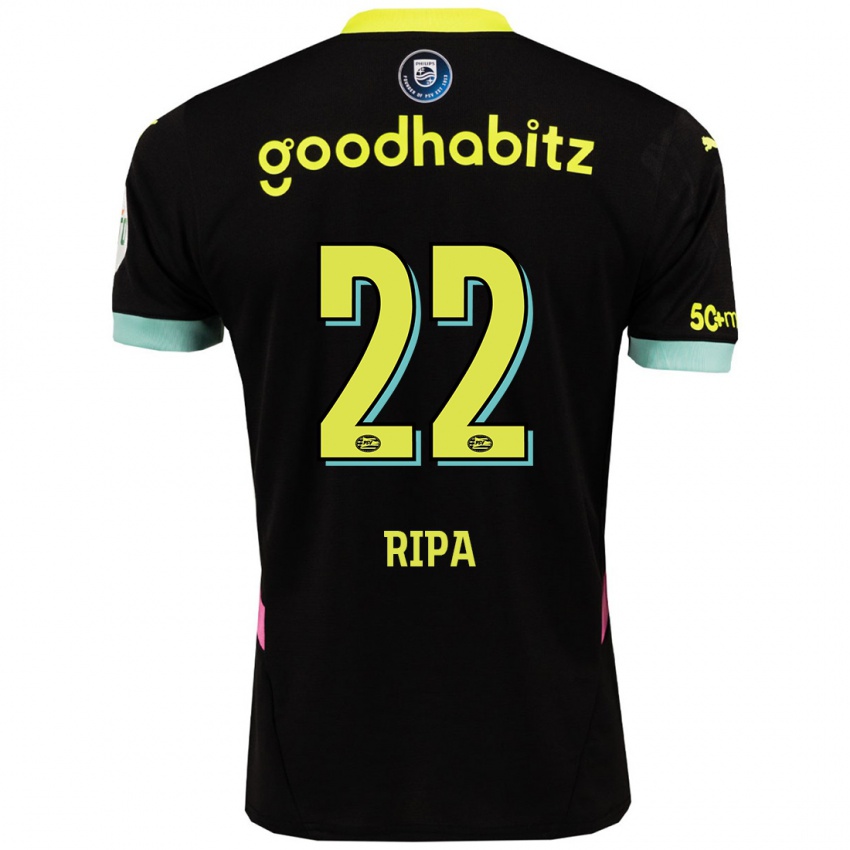 Hombre Camiseta Chimera Ripa #22 Negro Amarillo 2ª Equipación 2024/25 La Camisa