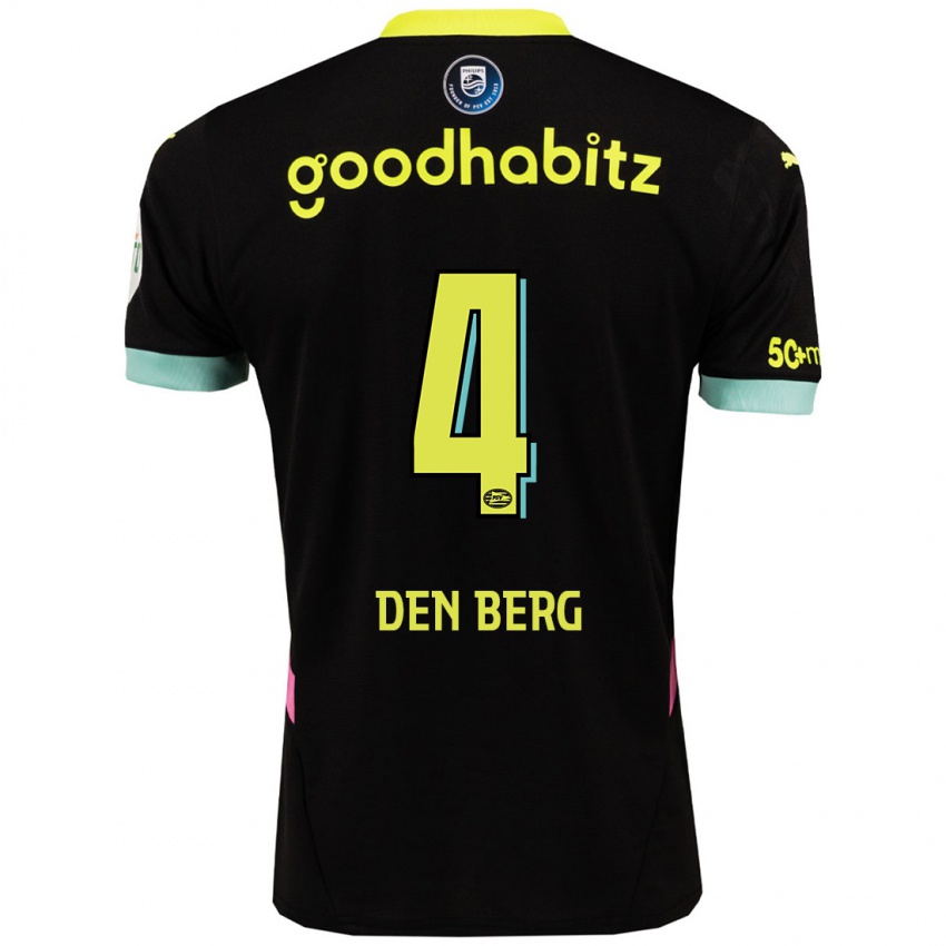 Hombre Camiseta Mandy Van Den Berg #4 Negro Amarillo 2ª Equipación 2024/25 La Camisa