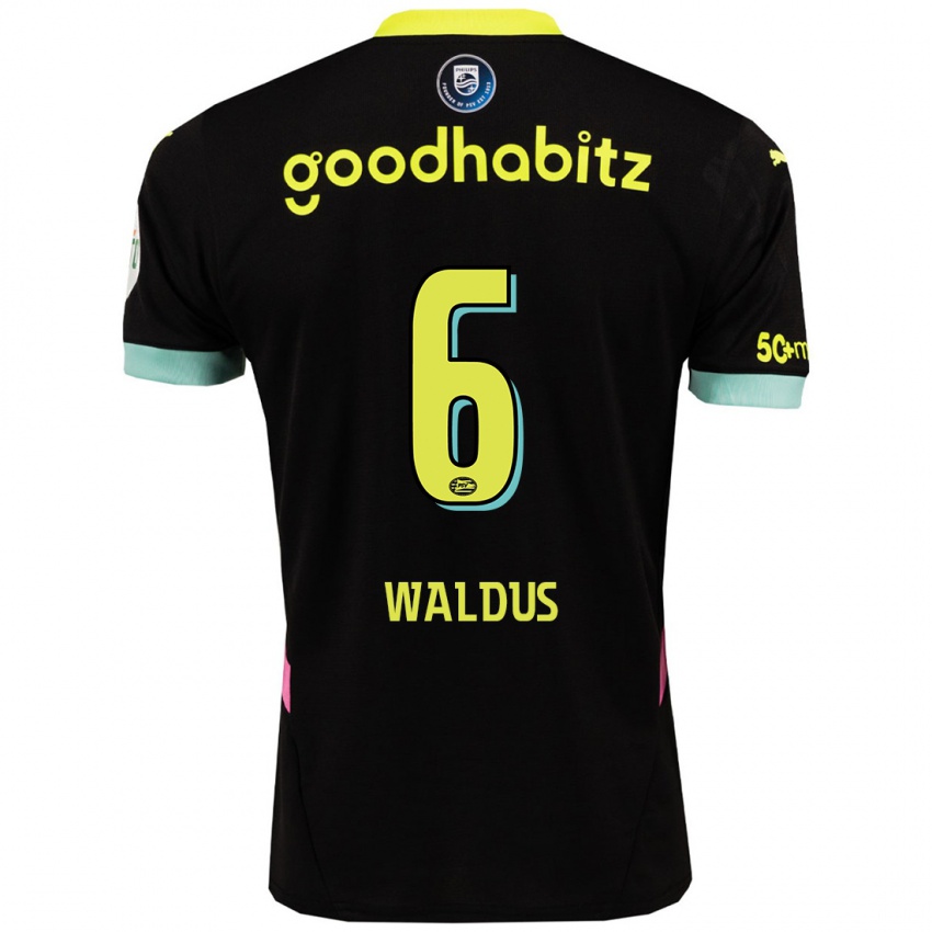 Hombre Camiseta Maruschka Waldus #6 Negro Amarillo 2ª Equipación 2024/25 La Camisa