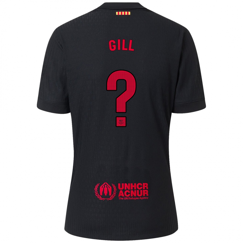 Hombre Camiseta Adrian Gill #0 Negro Rojo 2ª Equipación 2024/25 La Camisa