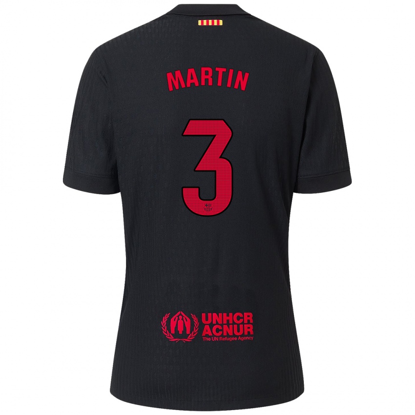 Hombre Camiseta Gerard Martin #3 Negro Rojo 2ª Equipación 2024/25 La Camisa