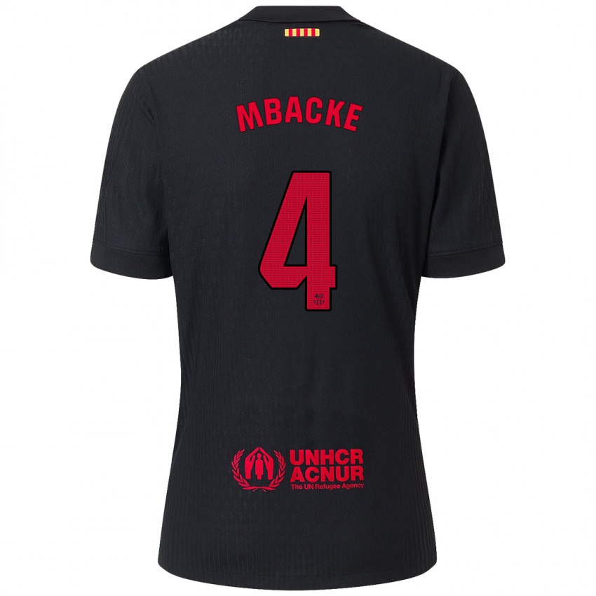 Hombre Camiseta Mamadou Fall #4 Negro Rojo 2ª Equipación 2024/25 La Camisa