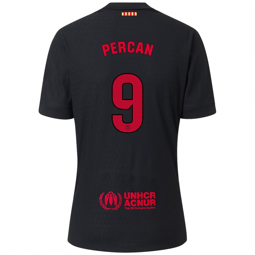 Hombre Camiseta Diego Percan #9 Negro Rojo 2ª Equipación 2024/25 La Camisa