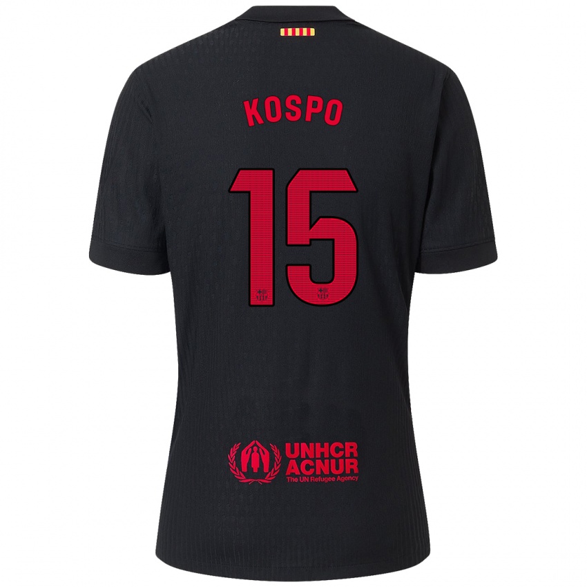 Hombre Camiseta Eman Kospo #15 Negro Rojo 2ª Equipación 2024/25 La Camisa