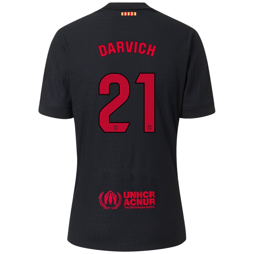 Hombre Camiseta Noah Darvich #21 Negro Rojo 2ª Equipación 2024/25 La Camisa