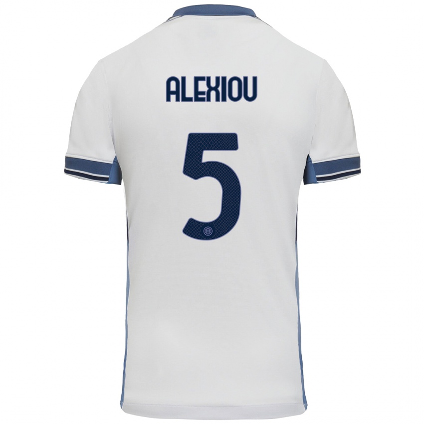 Hombre Camiseta Christos Alexiou #5 Blanco Gris 2ª Equipación 2024/25 La Camisa