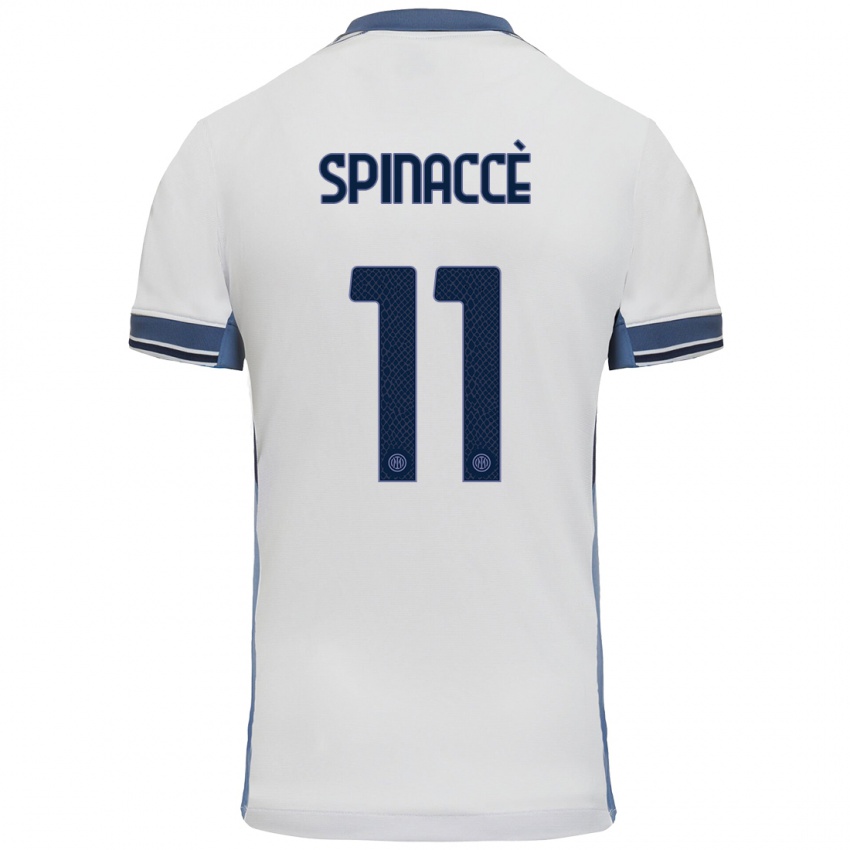 Hombre Camiseta Matteo Spinaccè #11 Blanco Gris 2ª Equipación 2024/25 La Camisa