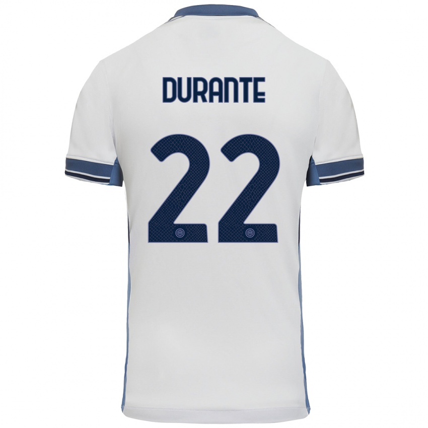 Hombre Camiseta Francesca Durante #22 Blanco Gris 2ª Equipación 2024/25 La Camisa