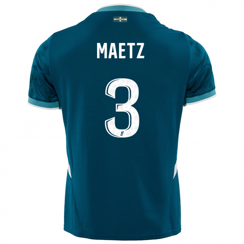 Hombre Camiseta Agathe Maetz #3 Azul Turquesa 2ª Equipación 2024/25 La Camisa