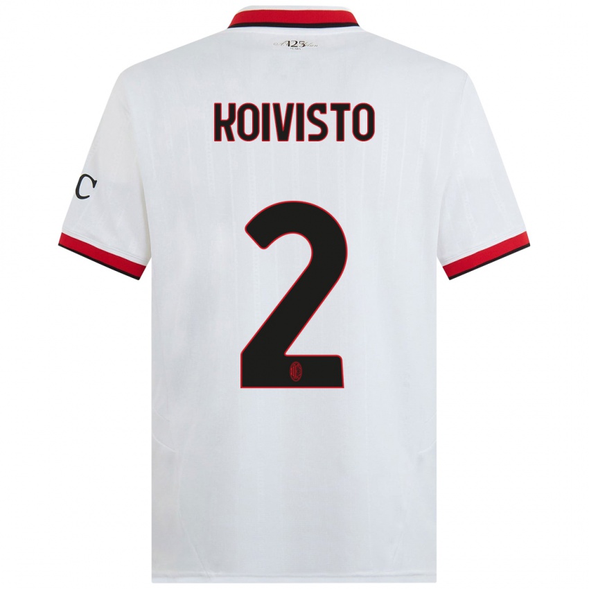 Hombre Camiseta Emma Koivisto #2 Blanco Negro Rojo 2ª Equipación 2024/25 La Camisa