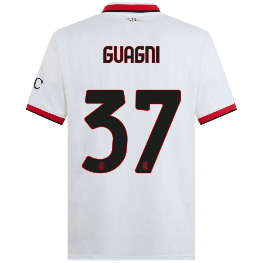 Hombre Camiseta Alia Guagni #37 Blanco Negro Rojo 2ª Equipación 2024/25 La Camisa