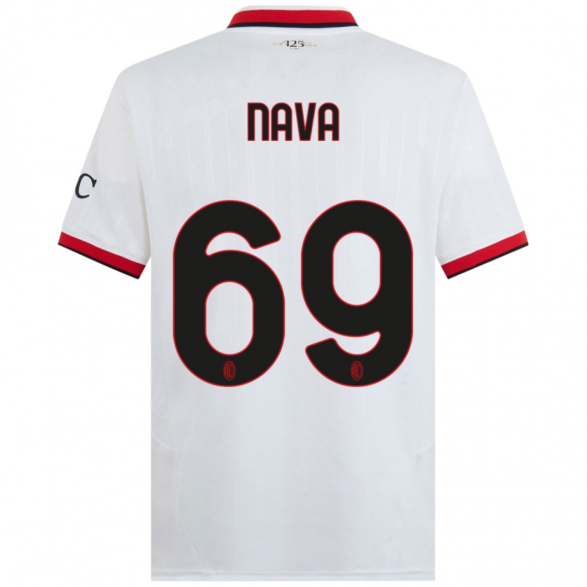 Hombre Camiseta Lapo Nava #69 Blanco Negro Rojo 2ª Equipación 2024/25 La Camisa