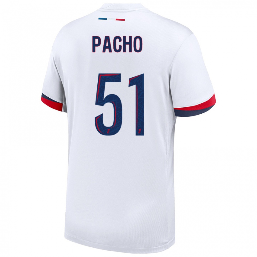 Hombre Camiseta Willian Pacho #51 Blanco Azul Rojo 2ª Equipación 2024/25 La Camisa