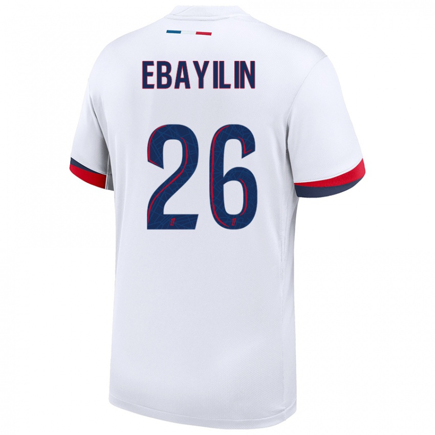 Hombre Camiseta Anaïs Ebayilin #26 Blanco Azul Rojo 2ª Equipación 2024/25 La Camisa