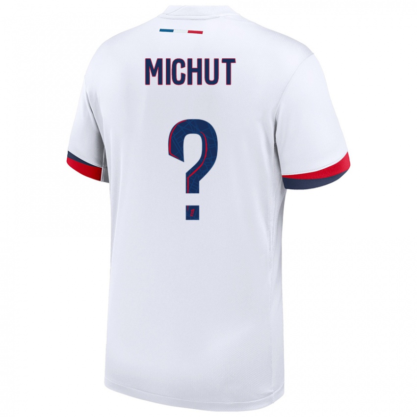 Hombre Camiseta Etienne Michut #0 Blanco Azul Rojo 2ª Equipación 2024/25 La Camisa