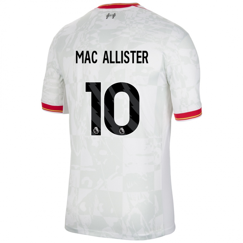 Hombre Camiseta Alexis Mac Allister #10 Blanco Rojo Negro Equipación Tercera 2024/25 La Camisa