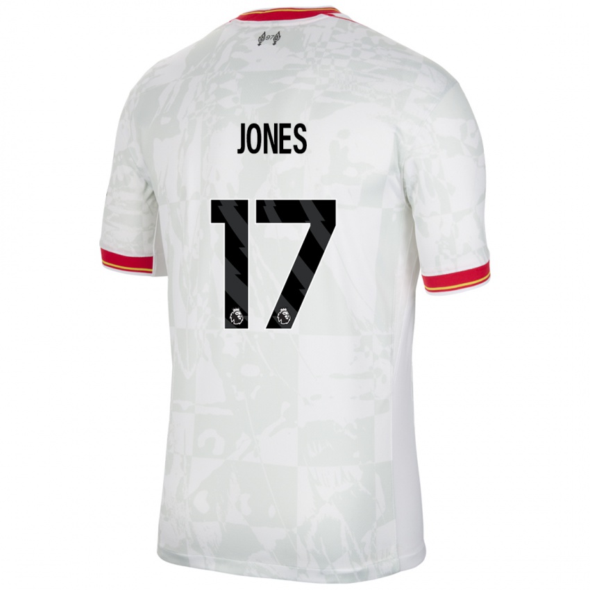 Hombre Camiseta Curtis Jones #17 Blanco Rojo Negro Equipación Tercera 2024/25 La Camisa