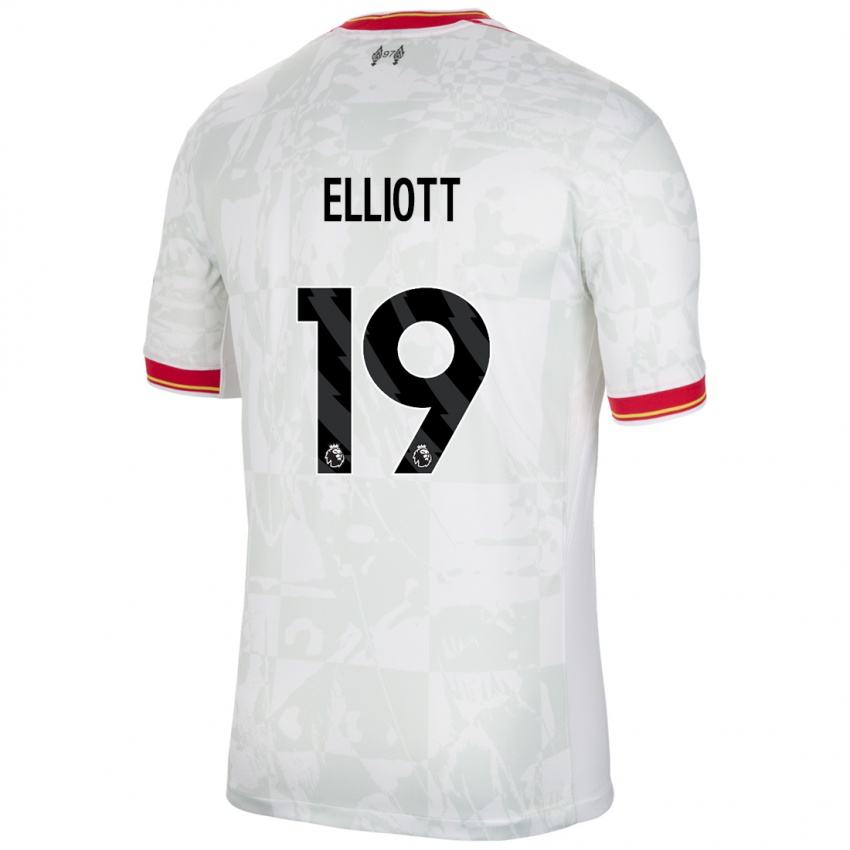 Hombre Camiseta Harvey Elliott #19 Blanco Rojo Negro Equipación Tercera 2024/25 La Camisa