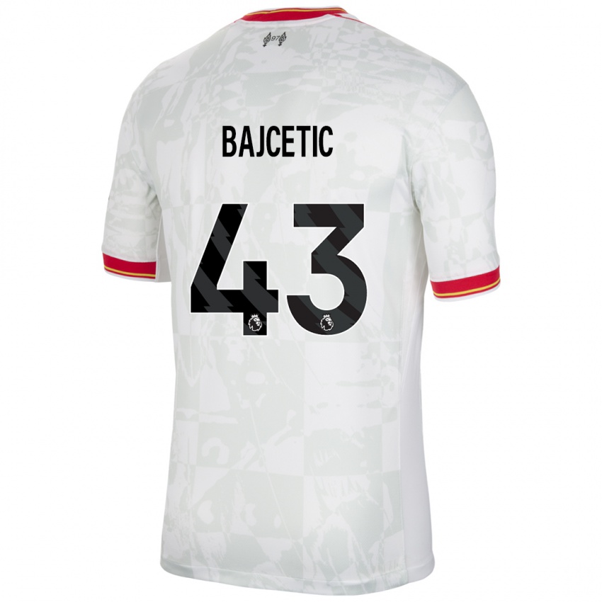 Hombre Camiseta Stefan Bajcetic #43 Blanco Rojo Negro Equipación Tercera 2024/25 La Camisa