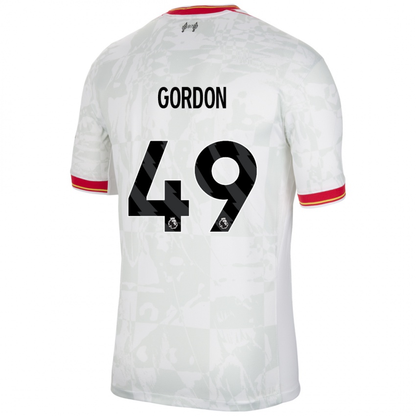 Hombre Camiseta Kaide Gordon #49 Blanco Rojo Negro Equipación Tercera 2024/25 La Camisa