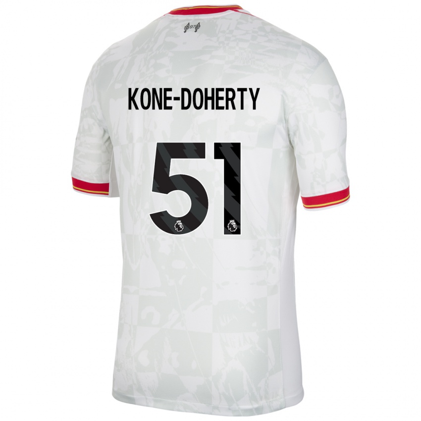 Hombre Camiseta Trent Kone-Doherty #51 Blanco Rojo Negro Equipación Tercera 2024/25 La Camisa