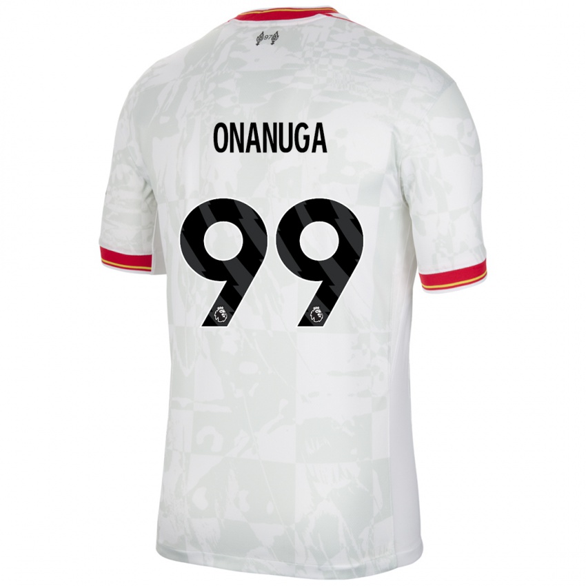 Hombre Camiseta Fola Onanuga #99 Blanco Rojo Negro Equipación Tercera 2024/25 La Camisa