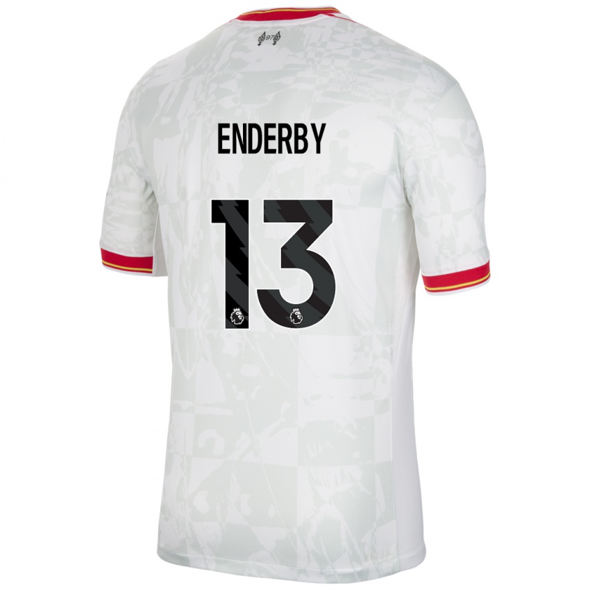 Hombre Camiseta Mia Enderby #13 Blanco Rojo Negro Equipación Tercera 2024/25 La Camisa