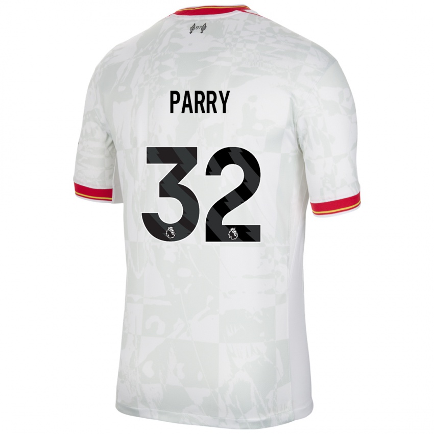 Hombre Camiseta Lucy Parry #32 Blanco Rojo Negro Equipación Tercera 2024/25 La Camisa